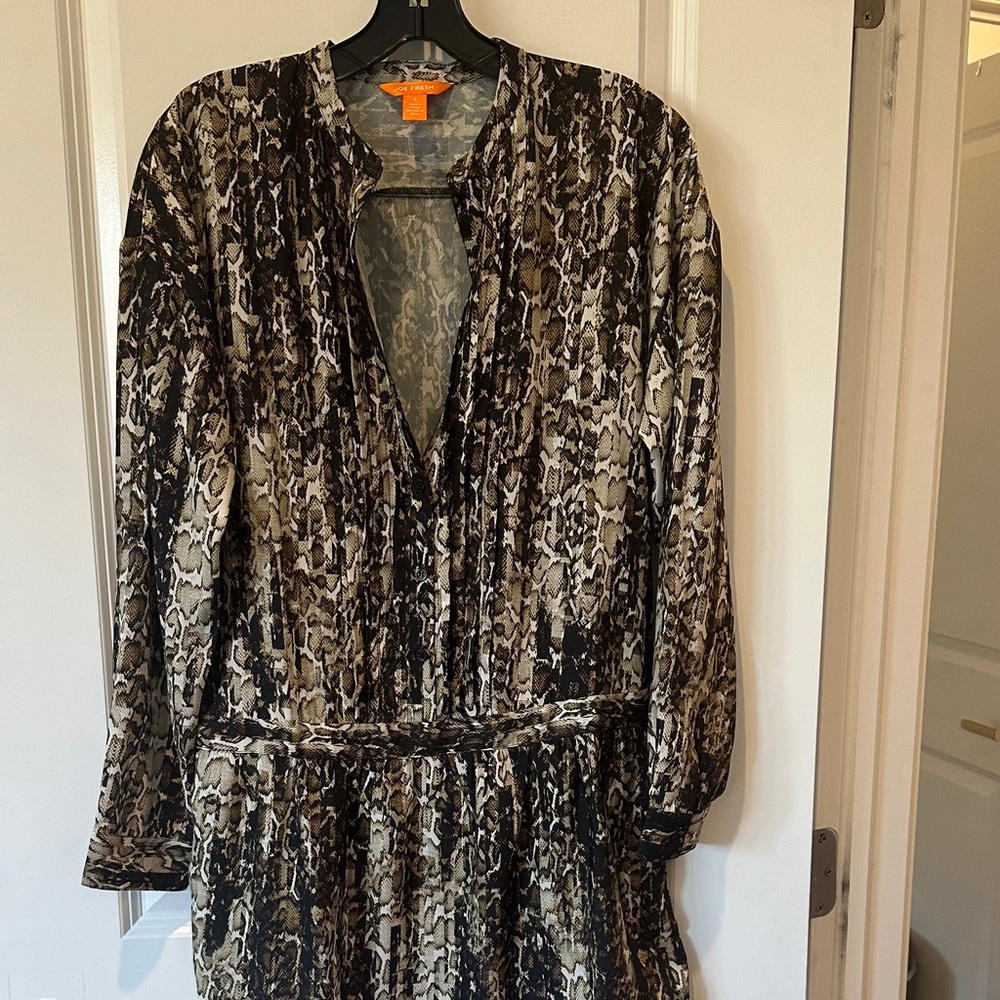 Joe Fresh Snake Print Dress - Black and Brown